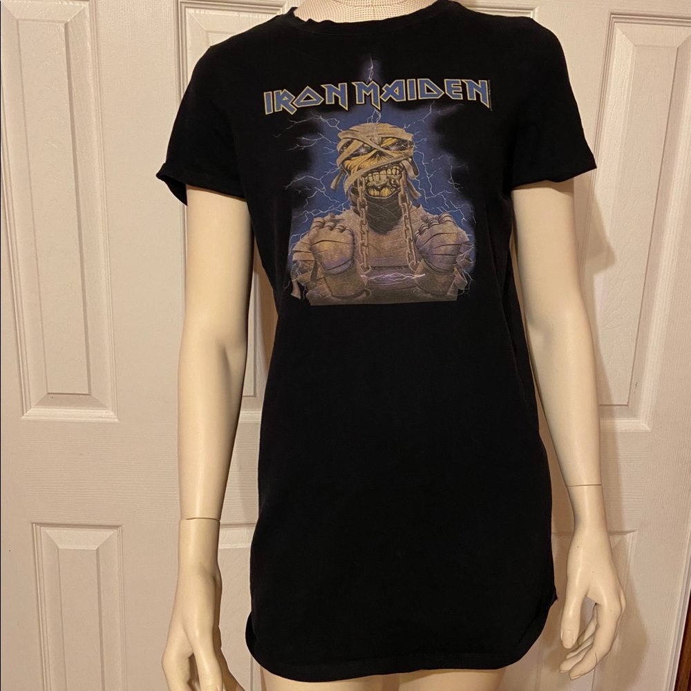 T-shirt dress with Iron Maiden logo black size 4/S